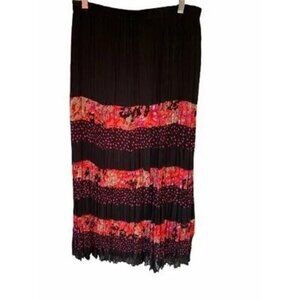 Indira Women's Full Skirt Multicolor Broomstick Pleat Long Maxi Rayon Boho L
